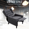 Fabric Reclining Sofa, Tufted Back Arm Chair, Adjustable Club Chair Padded Living Room Lounge, Vintage Linen, Dark Gray