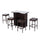 5 Pcs Rattan Wicker Bar Set with Glass Top Table, 2 Tier Storage Shelf and 4 Bar Stools for Outdoor, Patio, Garden & Poolside, Brown