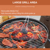 Charcoal Grill BBQ, 21-Inch Rolling Backyard Barbecue with Chopping Block Table, a Cutting Board, Shelf, Wheels, Vents & Thermometer, Black