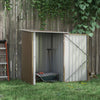 Outdoor 3.3' x 3.4' Lean-to Garden Storage Shed, Galvanized Steel Tool House with Lockable Door for Patio, Brown