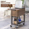 60 Quart Outdoor Cooler Cart, Rolling Ice Chest with Bottom Shelf and Bottle Opener for Backyard Deck Poolside Party