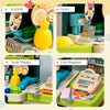 58Pcs Grocery Store Play Kids Trolley with Cash Register Stand, Foldable Kid Play Store with Scanner & Play Food for Age 3-6 Years Old