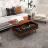 Coffee Table, Lift up Coffee Table with Hidden Compartments and Wood Legs, 39.25" x 31" x 21.25", Walnut