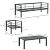 Patio Furniture Set 4 Pieces, Outdoor Conversation Set with Water-Resistant Cushions, Coffee Table, 3-Seater Sofa, 2 Chairs