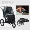 Pet Stroller for Small Dogs with Adjustable Canopy, 3 Big Wheels, Foldable Cat Stroller with Safety Tether, Storage Basket, Gray