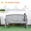 56" Wood Garden Bench Chair, 2-Seat Outdoor Bench Porch Loveseat with Backrest & Arm Rests for Patio, Porch, Poolside, Balcony, Gray