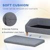 38" Dog Sofa for Medium Large Dogs, Dog Couch w/Removable Cushion, Washable Cover, Anti-slip Feet, for Dogs Up to 55 lbs - Gray