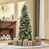 6ft Pre-Lit Snow-Dipped Artificial Christmas Tree with Realistic Branches, 300 LED Lights, Pine Cones, Red Berries and 618 Tips