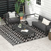 Reversible Outdoor Rug Carpet RV Camping Rugs with Carry Bag, 8' x 10', Black & White Clover