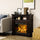 Free Standing Electric Fireplace with Mantel, Freestanding Electric Fireplace Heater with Logs Hearth, Shelf and Remote Control, 1400W, Brown