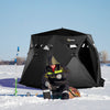 4 Person Insulated Ice Fishing Shelter, Pop-Up Portable Ice Fishing Tent with Carry Bag, Two Doors and Anchors for Low-Temp -22℉, Black