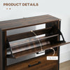 Shoe Cabinet with 2 Flip Doors, Slim Shoe Cupboard with Divider & Compartment, Entryway Shoe Organizer Unit, Rustic Brown