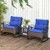 3 Piece Rocking Wicker Bistro Set, Outdoor Patio Furniture Set with 2 Porch Rocker Chairs, Cushions, 2-Tier Coffee Table for Garden