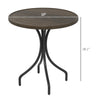 26" Round Patio Table, Outdoor Side Table with Steel Frame and Slat Tabletop for Garden, Backyard, Distressed Brown