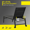 Outdoor Chaise Lounge Chair, Pool & Sun Tanning Chair with 5-Level Reclining Back, Wheels, Thick Iron Frame & Sling Fabric for Beach