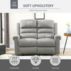 Modern 2 Seater Manual Reclining Sofa Loveseat Couch with Linen Fabric and Thick Sponge Padding for Living Room, Grey