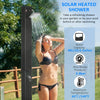 10.6 Gallons Solar Heated Shower with Free-Rotating Shower Head, Temperature Adjustment & Foot Shower, 2-Section Outdoor Shower for Backyard Poolside Beach Pool Spa, 7ft