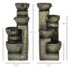 Outdoor Fountain with 4-Tier Stacked Stone Bowls, Cascading Waterfall, Adjustable Flow & LED Lights, Rustic DÃ©cor for Patio, Zen Garden, Gray