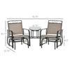 Outdoor Glider Chairs with Coffee Table, Patio 2-Seat Rocking Chair Swing with Breathable Sling for Backyard, Garden and Porch, Brown