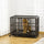 44" Heavy Duty Dog Cage, Metal Kennel Dog Crate Dog Playpen with Lockable Wheels, Slide-out Tray and Anti-Pinching Floor, Black