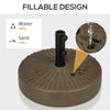 Umbrella Stand for 1.5" or 2" Umbrella Poles, Round Fillable Umbrella Base for Outdoor, Lawn, Deck, Brown