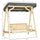 2-Person Outdoor Swing Porch Swing with Wooden Stand, Strong A-Frame Design, & Adjustable Water-Fighting Canopy, Gray