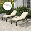 2 Patio Chaise Lounge Chair Cushions with Backrests, Replacement Patio Cushions with Ties, Lounge Chair, Beige