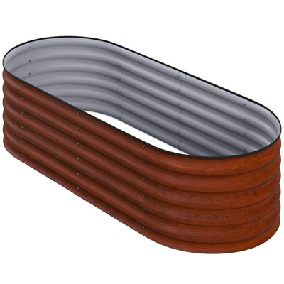 4.9 x 2 x 1.4ft Galvanized Raised Garden Bed Kit, Metal Planter Box with Safety Edging, Brown