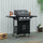 Outdoor 3 Burner Gas Grill Portable Barbecue Trolley w/ Wheels, Warming Rack, Shelves, Cabinet, Thermometer, Black