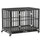 44" Heavy Duty Dog Cage, Metal Kennel Dog Crate Dog Playpen with Lockable Wheels, Slide-out Tray and Anti-Pinching Floor, Black