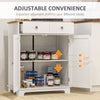 Sideboard Buffet Cabinet, Sideboard Floor Cupboard with Solid Wood Top, Adjustable Shelf, and 2 Drawers for Living Room