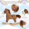 Kids Rocking Horse Plush Animal on Wooden Rockers with Sounds, Wooden Base, Baby Rocking Chair for Toddler Boys Girls 36-72 Months, Brown