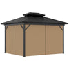 10' x 12' Hardtop Gazebo, Metal Roof Gazebo Canopy w/ Hook, Curtains and Netting included, Aluminum Frame, Dark Brown