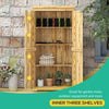 Outdoor Storage Cabinet Garden Shed with Waterproof Galvanized Metal Roof and Lockable Door, Natural