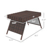 Outdoor Folding Outdoor PE Wicker Side Table, Hand Woven PE Rattan, Coffee Table for Balcony, Backyard, Garden, Lawn, Courtyard, Brown