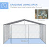 Outdoor Dog Kennel Galvanized Steel Fence with Cover Secure Lock Mesh Sidewalls for Backyard 13' x 13' x 7.5'