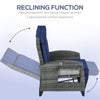 Outdoor Recliner Chair with Adjustable Backrest, Cushion, Side Tray, Dark Blue