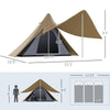 Teepee Tent, Easy Set-Up Camping Tent with Porch Area, Floor and Carry Bag, for 2-3 Person Outdoor Backpacking Camping Hiking, Coffee
