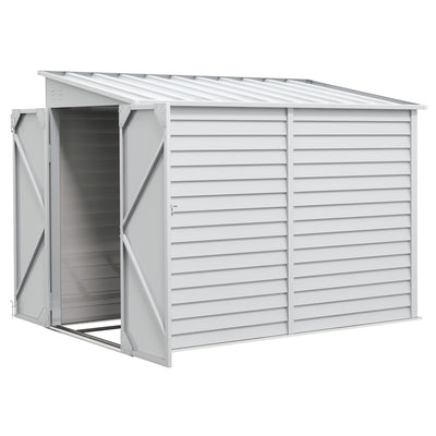 5' x 9' Outdoor Storage Shed,  Lean to Metal Shed with Foundation, Lockable Doors, and Gloves for Patio, Lawn, White