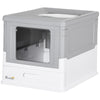 Fully Enclosed Cat Litter Box with Scoop, Hooded Cat Litter House, Gray
