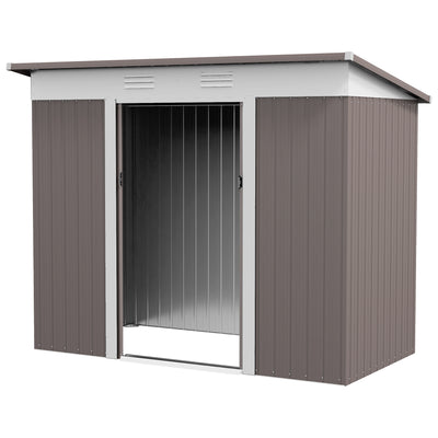 8' x 4' Metal Garden Shed, Backyard Tool Storage Shed with Dual Locking Doors, 2 Air Vents and Steel Frame, Silver