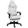 Gaming Chair with Swivel Wheel, Computer Chair with PU Leather & Retractable Footrest, Racing Gaming Chair, White