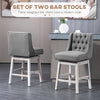 Swivel Bar Stools Set of 2, 27" Counter Height Stools with Linen Upholstery and Button Tufted Design for Kitchen