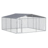 181"  x 181" Large Outdoor Dog Kennel Galvanized Steel Fence with Cover Secure Lock Mesh Sidewalls for Backyard