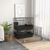Small Animal Cage with Playpen, Multi-level Pet Habitat Indoor for Guinea Pigs Hedgehogs Bunnies with Water Bottle, Food Dish & Feeding Trough