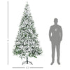 9' Tall Unlit Snow Flocked Pine Artificial Christmas Tree with Realistic Branches, Green