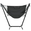 Patio Hammock Chair with Stand, Outdoor Hammock Swing Hanging Lounge Chair with Side Pocket and Headrest, Dark Gray