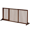 Freestanding Length Adjustable Wooden Pet Gate with Lockable Door 3 Panels, Brown