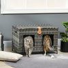 Rattan Cat Bed with Removable Divider, Double-Room Wicker Cat Bed for Indoor Cats, Pet Furniture for 2 Cats, Cushions, Outdoor Indoor Use, Gray