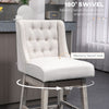 Swivel Bar Stools Set of 2, 27" Counter Height Stools with Linen Upholstery and Button Tufted Design for Kitchen